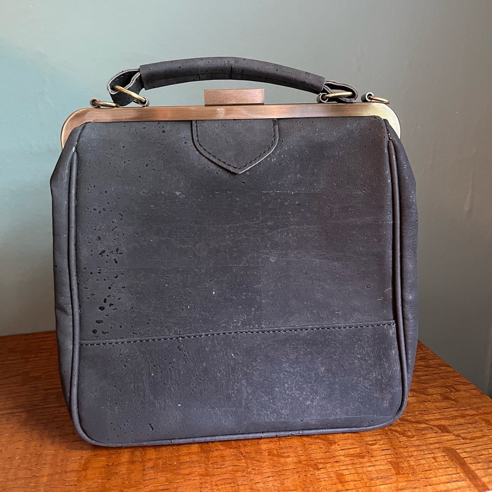 LaFlore Bebebark Convertible cork handbag purse black